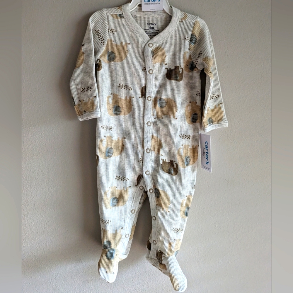 Elephant Carter's waffle footy onesie BOGO 2 free baby clothes